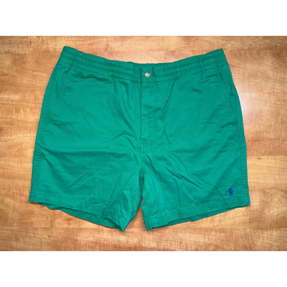 Polo Ralph Lauren Mens Green Stretch Classic Fit Shorts Elastic Waist Size L